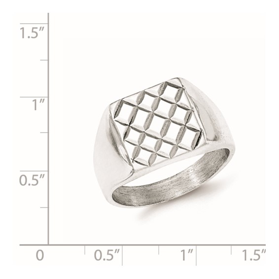 Sterling Silver Polished Diamond-pattern Ring