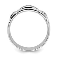 Sterling Silver Rhodium-plated Black CZ Grooved Ring view 2