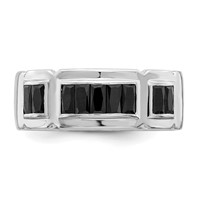 Sterling Silver Rhodium-plated Black CZ Grooved Ring view 4