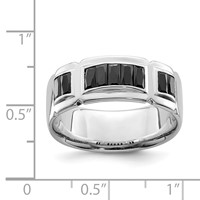 Sterling Silver Rhodium-plated Black CZ Grooved Ring view 5