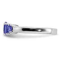 Sterling Silver Rhodium 5-Stone Oval Tanzanite Ring view 3