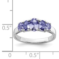 Sterling Silver Rhodium 5-Stone Oval Tanzanite Ring view 4