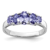 Sterling Silver Rhodium 5-Stone Oval Tanzanite Ring view 1