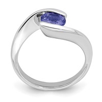 Sterling Silver Rhodium Round Tanzanite Bypass Ring view 2
