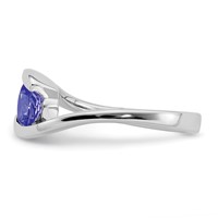 Sterling Silver Rhodium Round Tanzanite Bypass Ring view 3