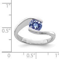 Sterling Silver Rhodium Round Tanzanite Bypass Ring view 4