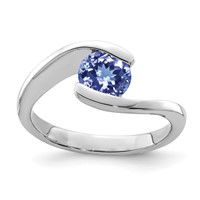 Sterling Silver Rhodium Round Tanzanite Bypass Ring view 1