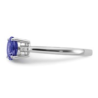 Sterling Silver Rhodium Round Tanzanite & Diam. Ring view 3