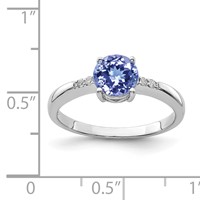 Sterling Silver Rhodium Round Tanzanite & Diam. Ring view 4