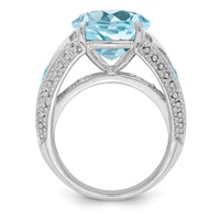 Sterling Silver Rhodium Lt. Swiss Blue Topaz Ring view 2