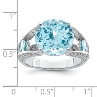 Sterling Silver Rhodium Lt. Swiss Blue Topaz Ring view 4