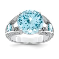 Sterling Silver Rhodium Lt. Swiss Blue Topaz Ring view 1