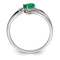 Sterling Silver Rhodium-plated Emerald and Diamond Ring view 2