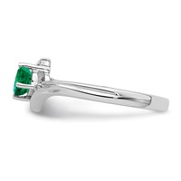 Sterling Silver Rhodium-plated Emerald and Diamond Ring view 3