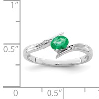 Sterling Silver Rhodium-plated Emerald and Diamond Ring view 4