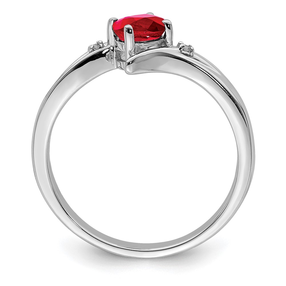 Sterling Silver Rhodium-plated Ruby and Diamond Ring (QR6377R-7)
