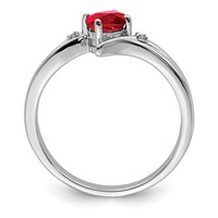 Sterling Silver Rhodium-plated Ruby and Diamond Ring view 2