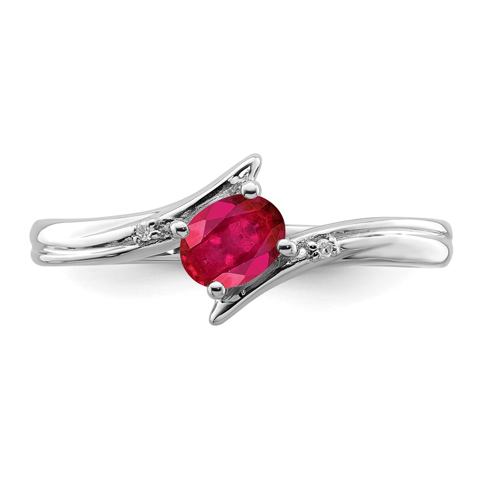 Sterling Silver Rhodium-plated Ruby and Diamond Ring (QR6377R-7)
