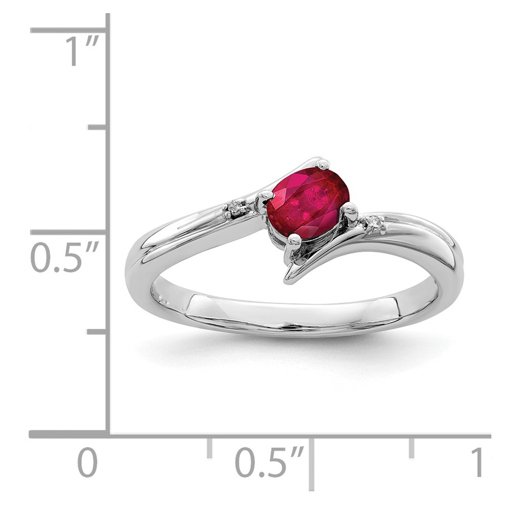 Sterling Silver Rhodium-plated Ruby and Diamond Ring (QR6377R-7)
