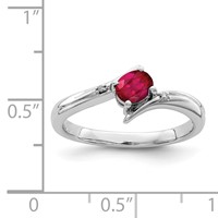 Sterling Silver Rhodium-plated Ruby and Diamond Ring view 4