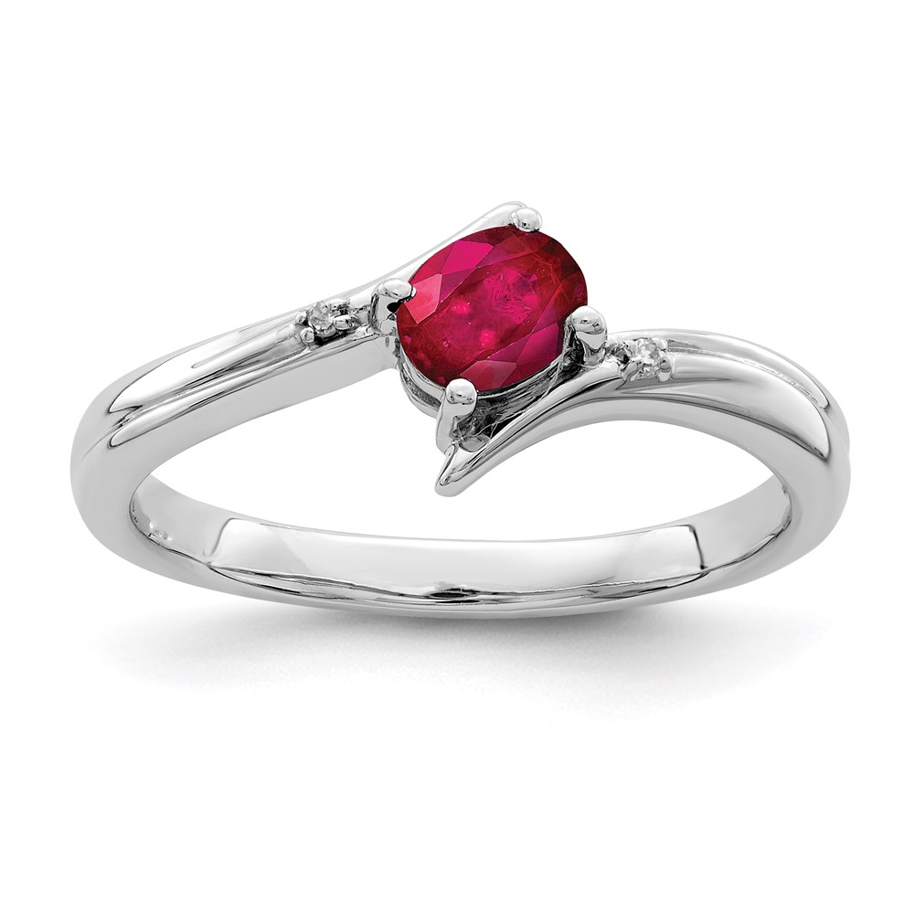 Sterling Silver Rhodium-plated Ruby and Diamond Ring (QR6377R-7)