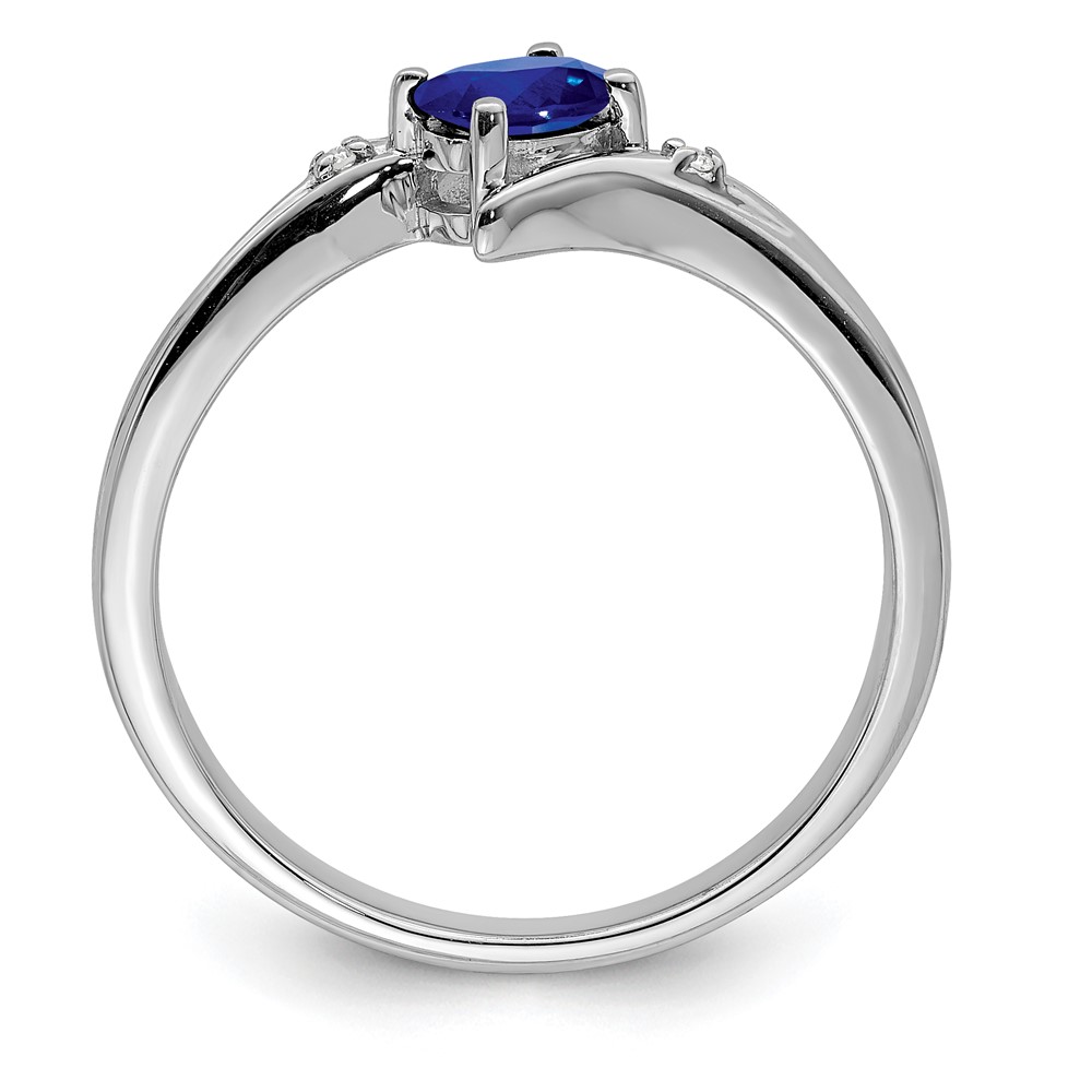 Sterling Silver Rhodium-plated Sapphire and Diamond Ring (QR6378S-7)