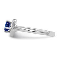 Sterling Silver Rhodium-plated Sapphire and Diamond Ring view 3