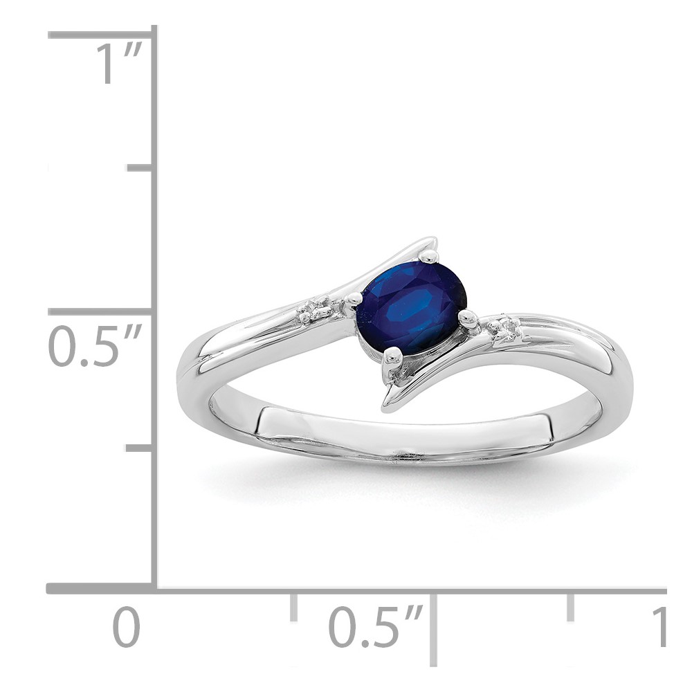 Sterling Silver Rhodium-plated Sapphire and Diamond Ring (QR6378S-7)