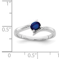 Sterling Silver Rhodium-plated Sapphire and Diamond Ring view 4