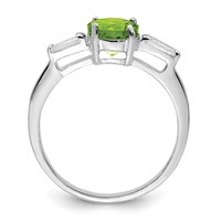 Sterling Silver Rhodium Peridot & CZ Ring view 2