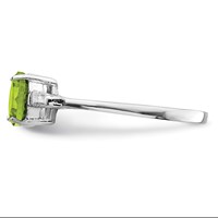 Sterling Silver Rhodium Peridot & CZ Ring view 4