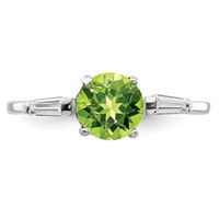 Sterling Silver Rhodium Peridot & CZ Ring view 5