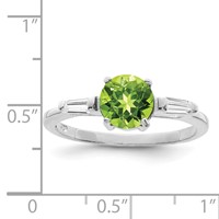 Sterling Silver Rhodium Peridot & CZ Ring view 3
