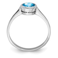 Sterling Silver Rhodium Blue Topaz Ring view 2