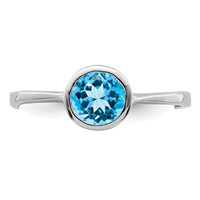 Sterling Silver Rhodium Blue Topaz Ring view 5
