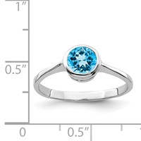 Sterling Silver Rhodium Blue Topaz Ring view 3
