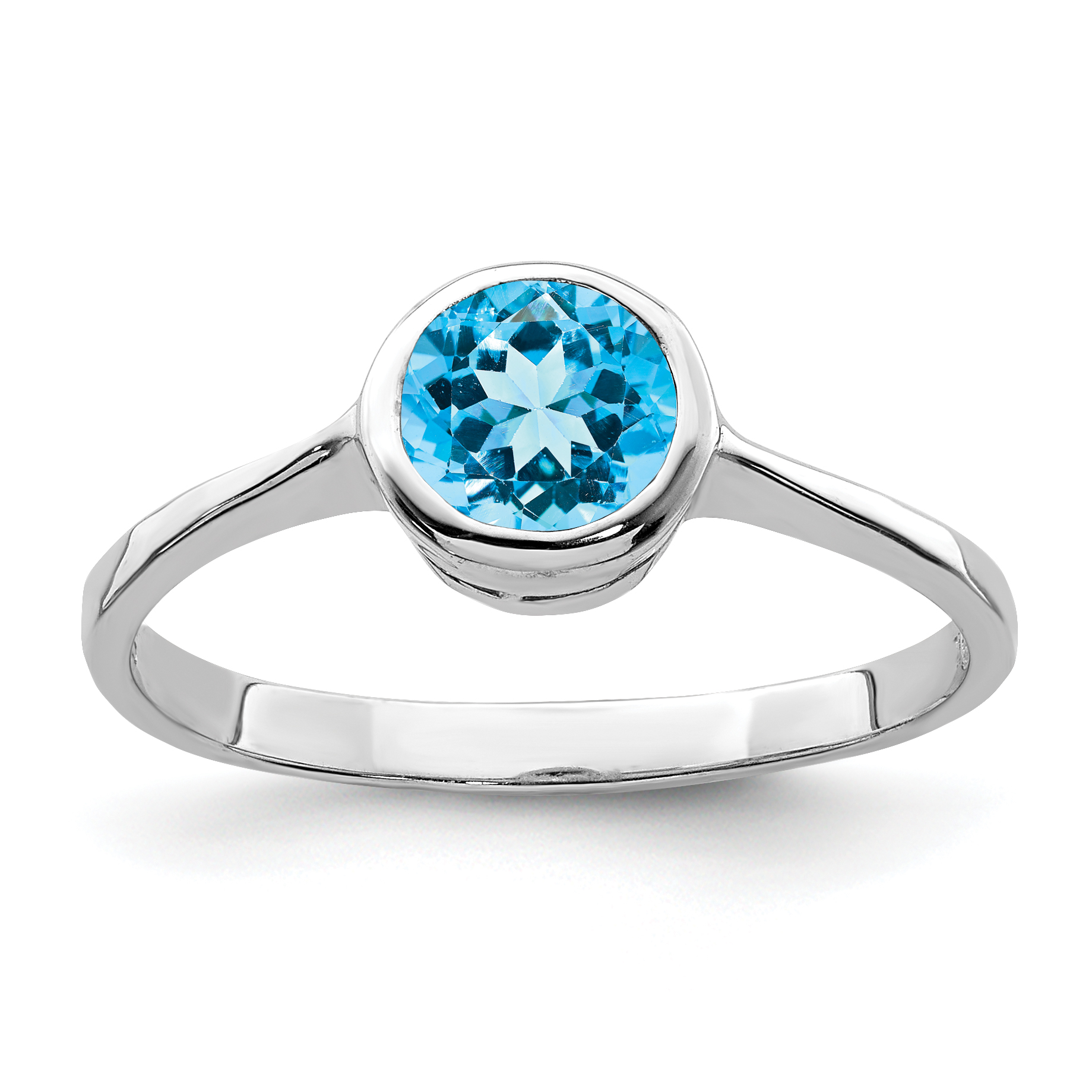 Sterling Silver Rhodium Blue Topaz Ring (QR6381BT-6)