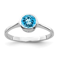 Sterling Silver Rhodium Blue Topaz Ring view 1