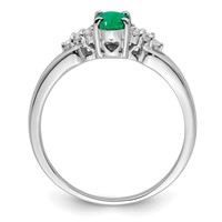 Sterling Silver Rhodium-plated Emerald and White Sapphire Ring view 2