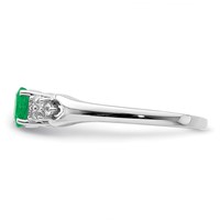 Sterling Silver Rhodium-plated Emerald and White Sapphire Ring view 4