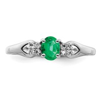 Sterling Silver Rhodium-plated Emerald and White Sapphire Ring view 5