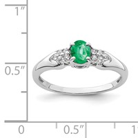Sterling Silver Rhodium-plated Emerald and White Sapphire Ring view 3