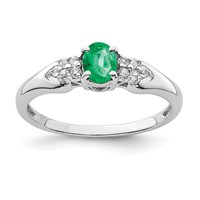 Sterling Silver Rhodium-plated Emerald and White Sapphire Ring view 1
