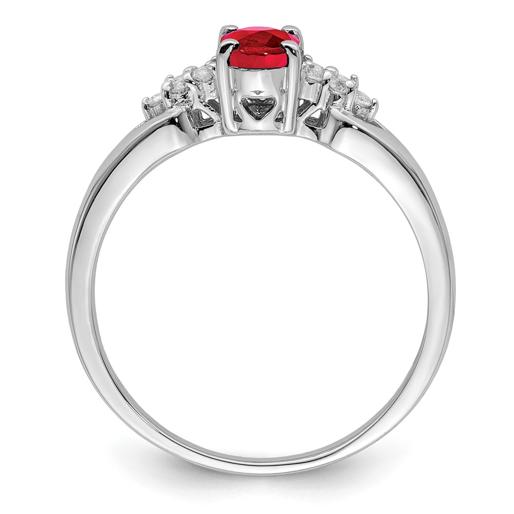 Sterling Silver Rhodium-plated Ruby and White Sapphire Ring (QR6383R-7)