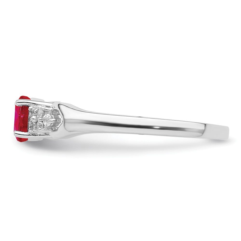 Sterling Silver Rhodium-plated Ruby and White Sapphire Ring (QR6383R-7)