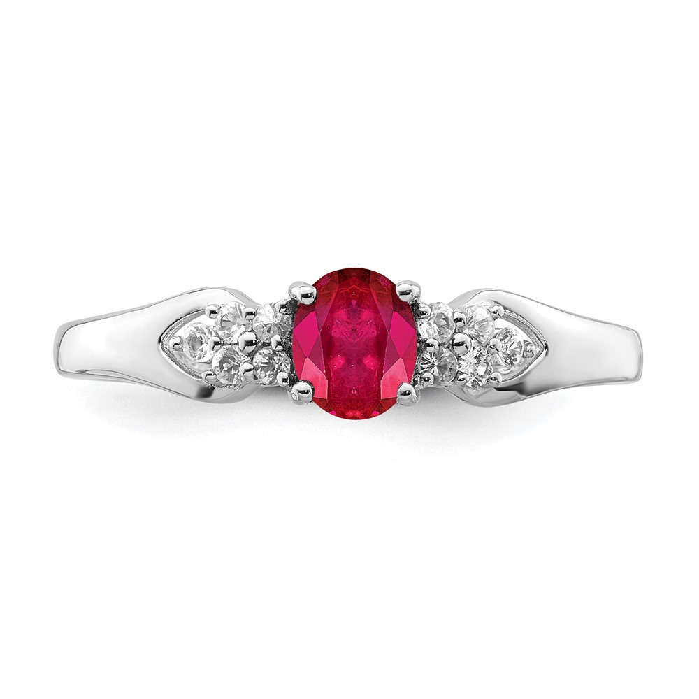 Sterling Silver Rhodium-plated Ruby and White Sapphire Ring (QR6383R-7)