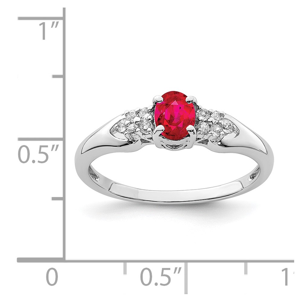 Sterling Silver Rhodium-plated Ruby and White Sapphire Ring (QR6383R-7)