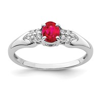 Sterling Silver Rhodium-plated Ruby and White Sapphire Ring view 1