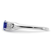 Sterling Silver Rhodium-plated Blue and White Sapphire Ring view 4