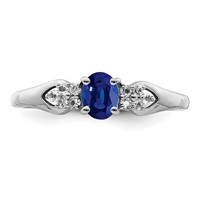 Sterling Silver Rhodium-plated Blue and White Sapphire Ring view 5